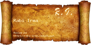 Rabi Irma névjegykártya